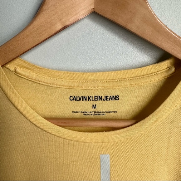 Yellow Calvin Klein Jeans Cotton Blend T-Shirt in size M - Picture 3 of 6
